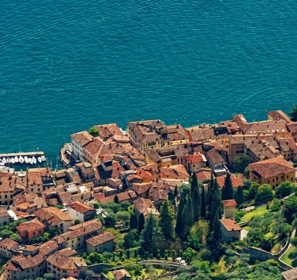 Coastal town with terracotta rooftops
